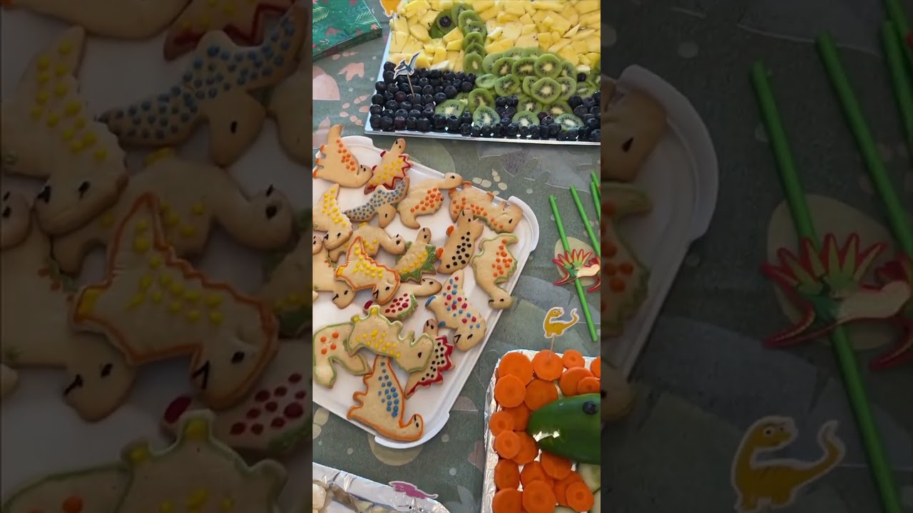 Epic 3rd birthday dino party with fun footprints & yummy food!
