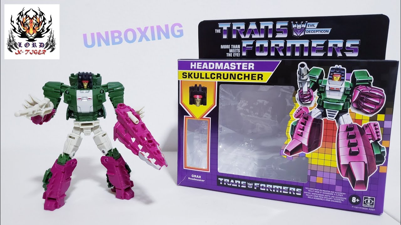 Unboxing de Transformers Headmasters Retro Vintage, Decepticon Skullcruncher ft Grax