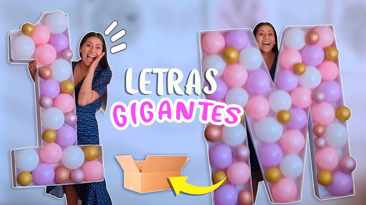 LETRAS y NÚMEROS 3D GIGANTES con CARTÓN y GLOBOS 🎈 Decoración de Fiestas | Moldes Gratis