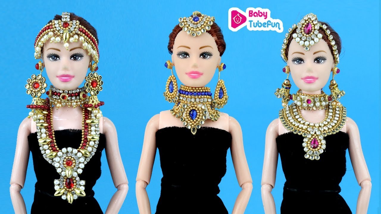Barbie doll miniature necklace jewellery making, barbie doll jewellery, DIY Barbie Hacks and crafts