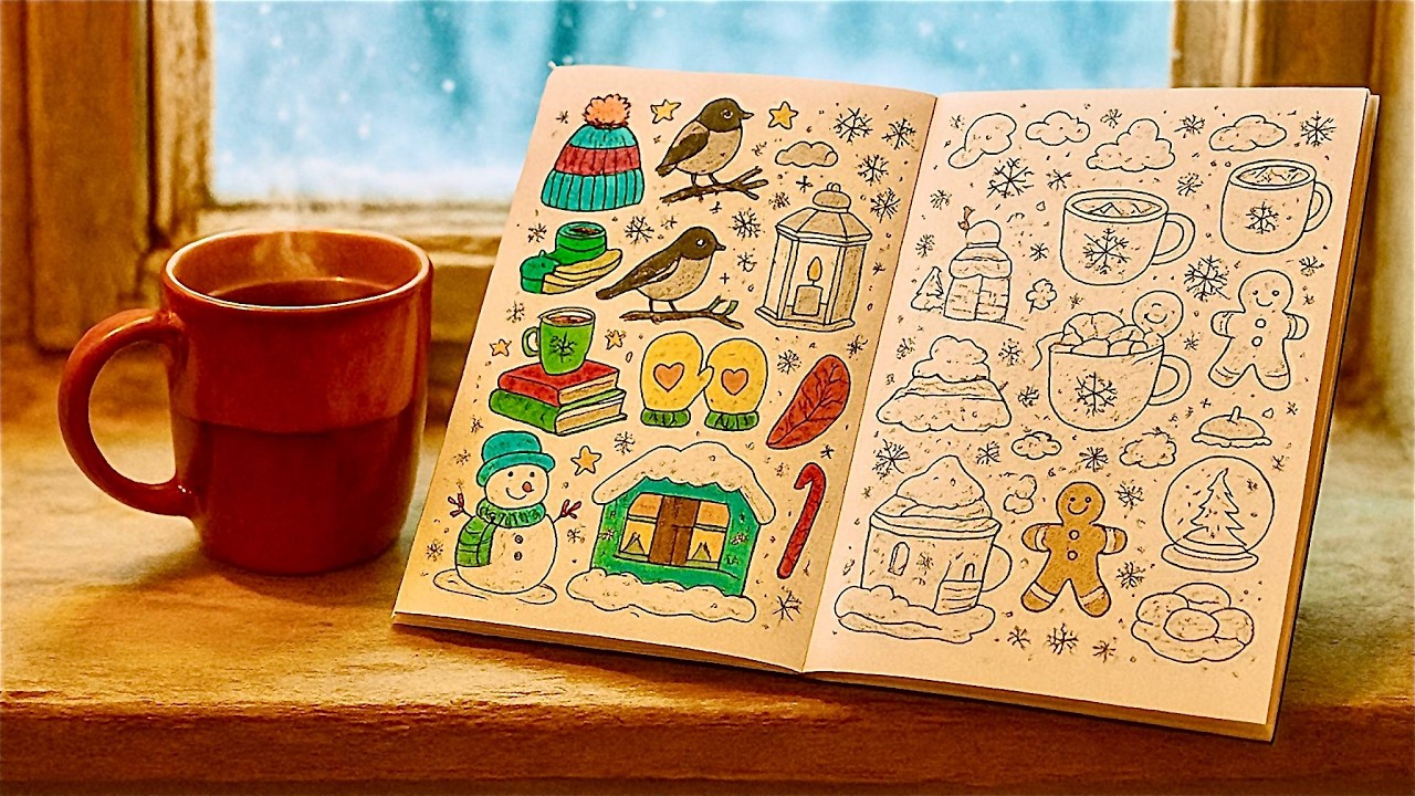 Embrace Winter Vibes ❄️ Cozy Doodle Coloring | No Talking