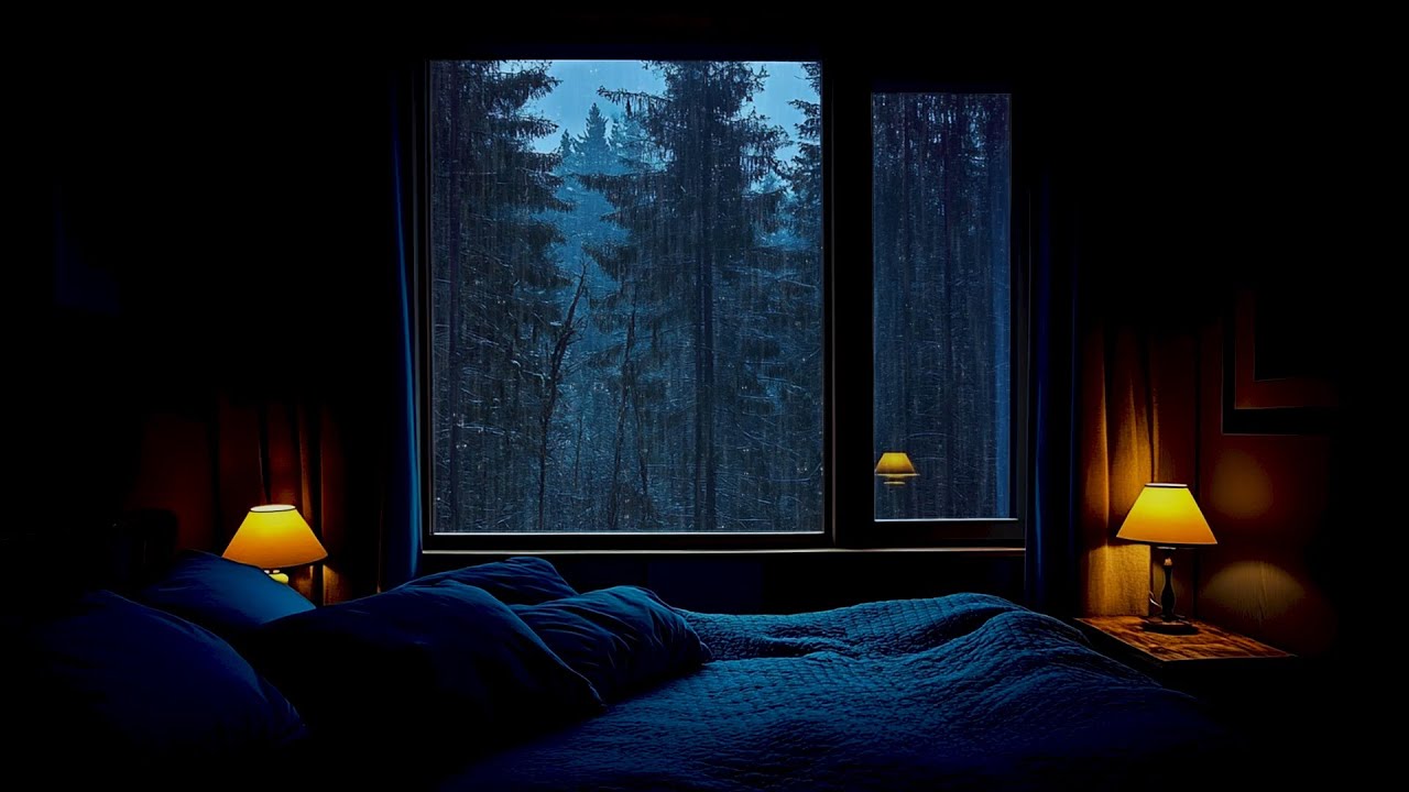 Rainy Night Jazz Music | Cozy Relaxing Jazz Music with Rain Sounds for Sleep, Study & Work
