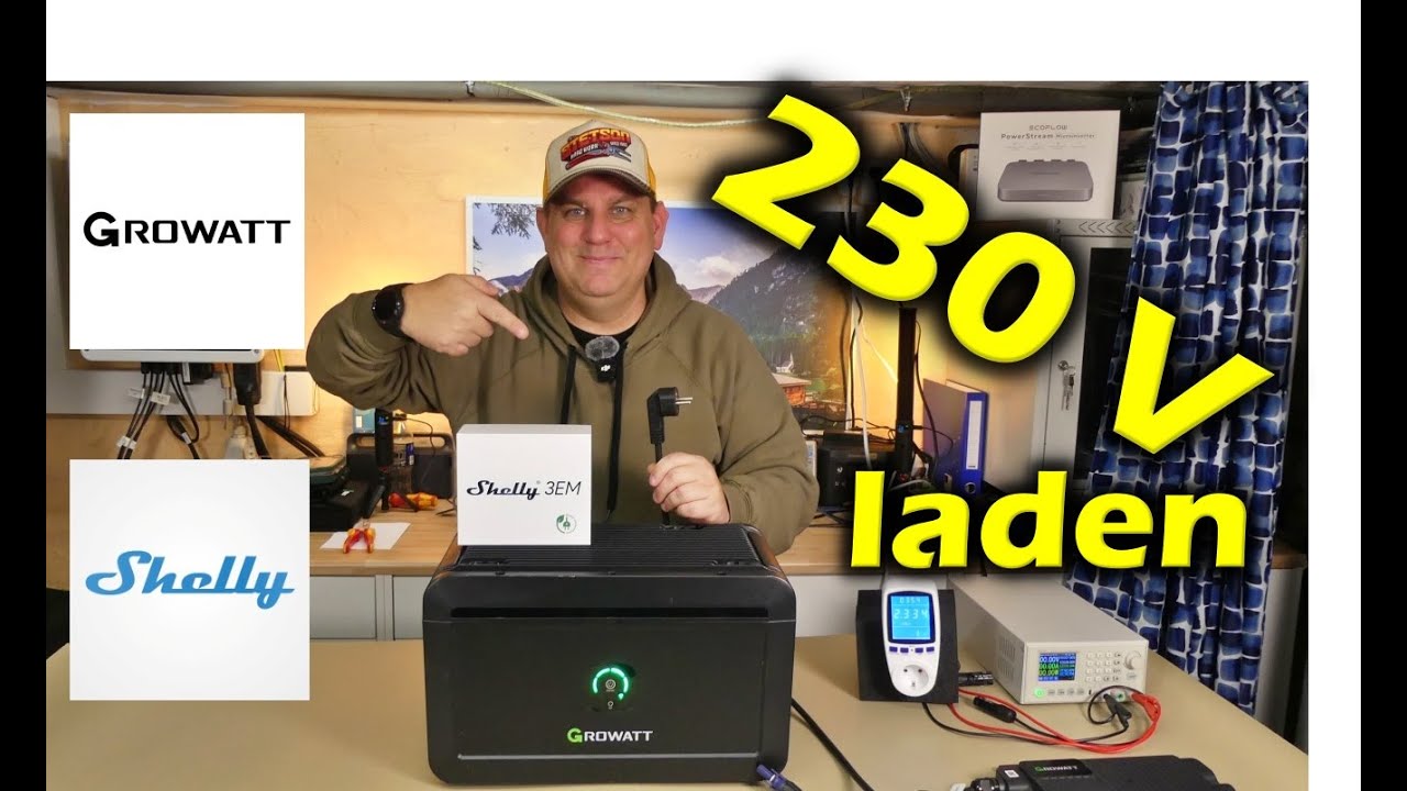 Growatt Noah 2000 Nulleinspeisung mit Shelly / Noah 2000 mit 230V aufladen.