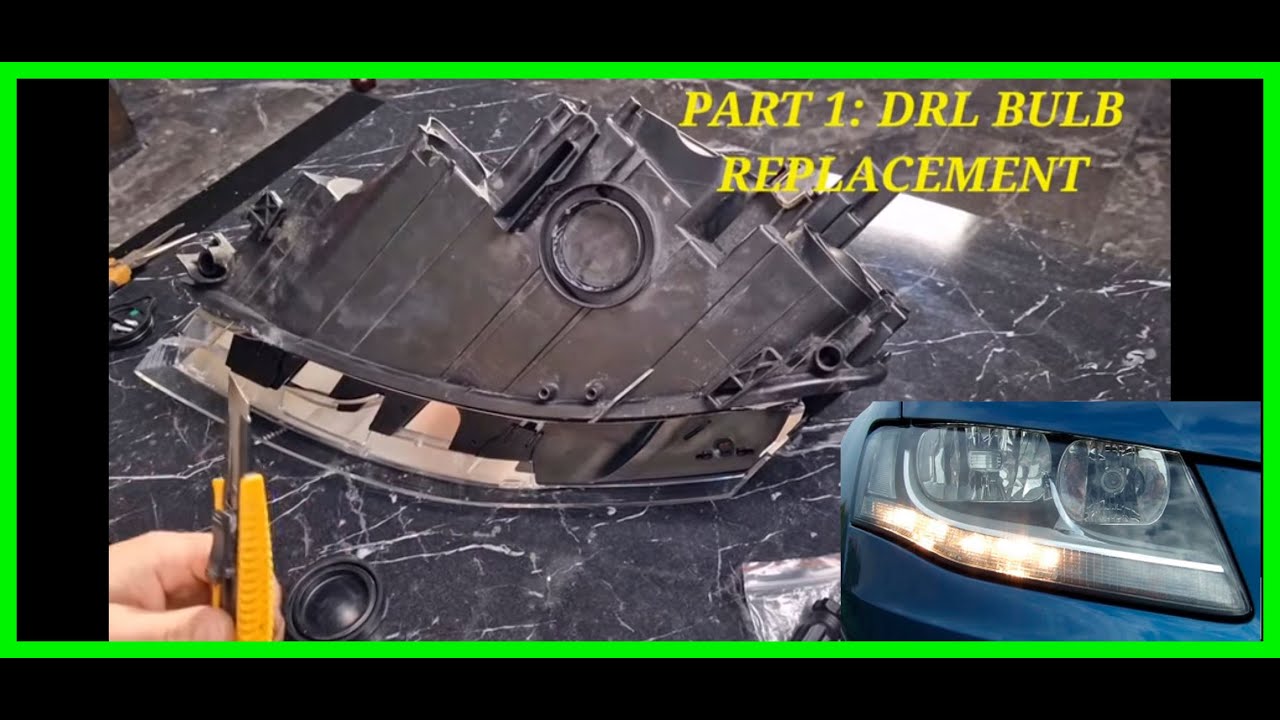 Audi A4 S4 B8 (2008-2012) halogen headlight daytime running lights (DRL) bulbs replacement - PART 1