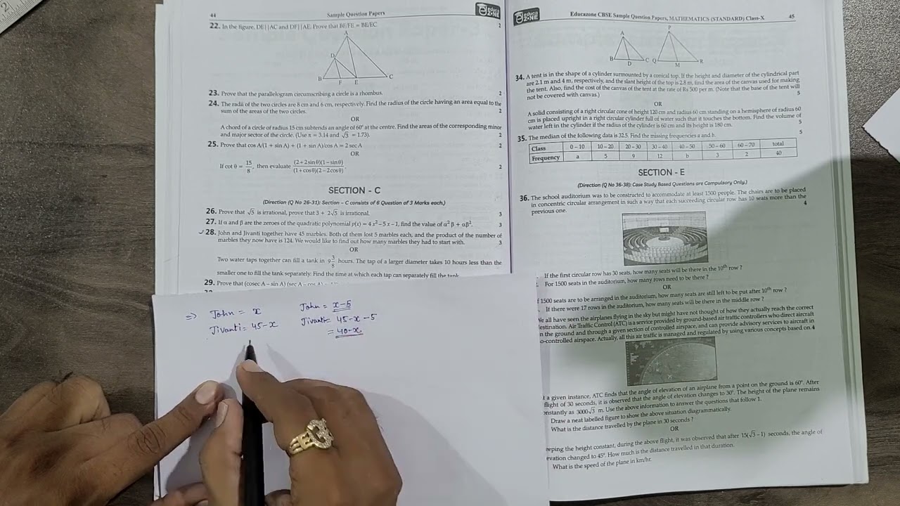 Educazone Sample Paper Book Cbse Class 10 mathematics 2024 ll section c  3 marks English Medium