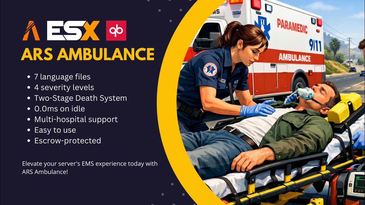 🚑 ARS Ambulance v2.6 - The Ultimate FiveM EMS/Doctor Script (ESX & QBCore) | Release Showcase 🚑