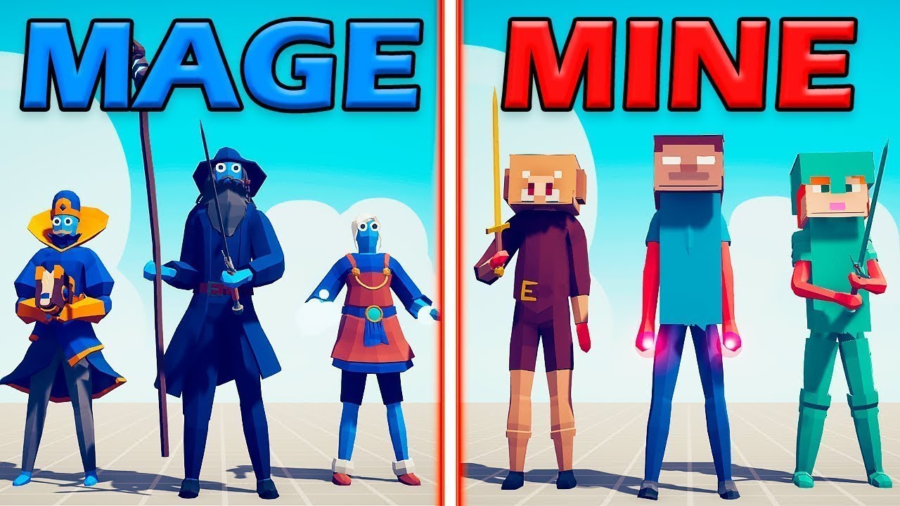 MAGE UNITS TEAM vs MINECRAFT TEAM - Totally Accurate Battle Simulator | TABS
