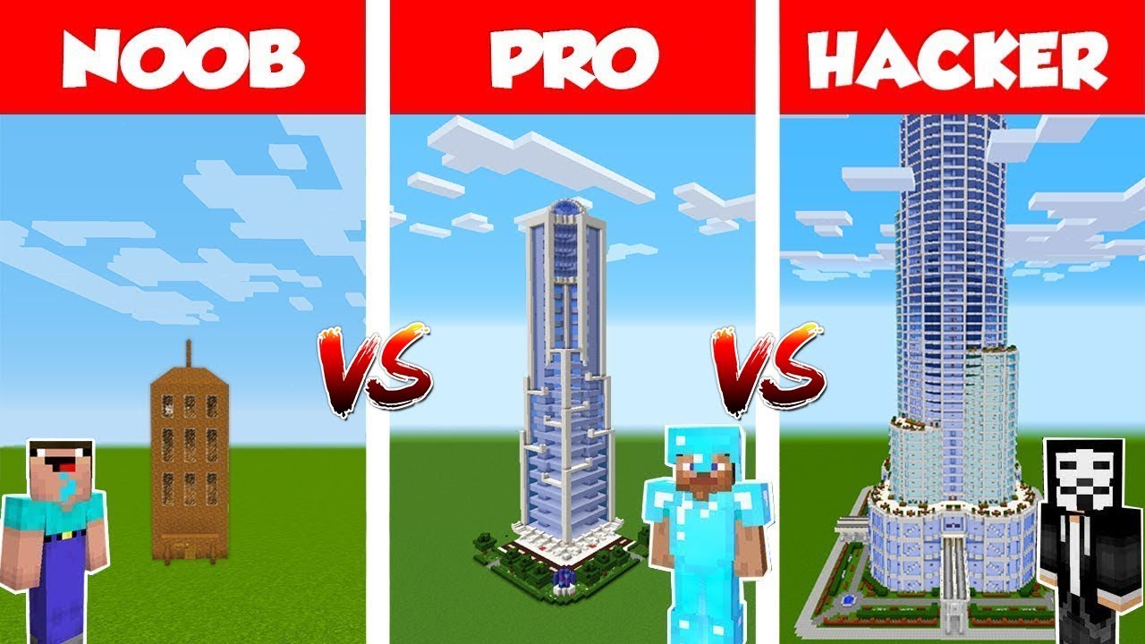 Minecraft NOOB vs PRO vs HACKER: Epic Skyscraper BATTLE in Minecraft / Animation