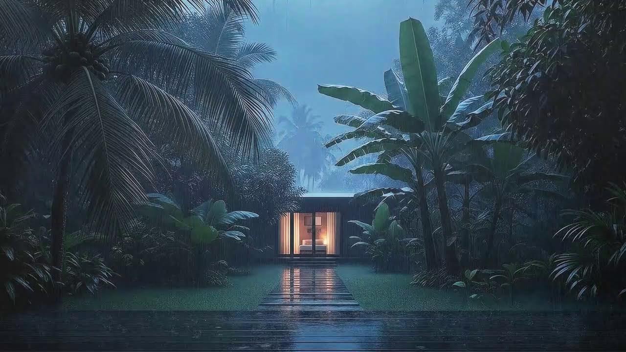 Sleep in Minutes with Soft Forest Rain at Jungle Cabin and Distant Storm Rumble to Feel Safe 🌧️