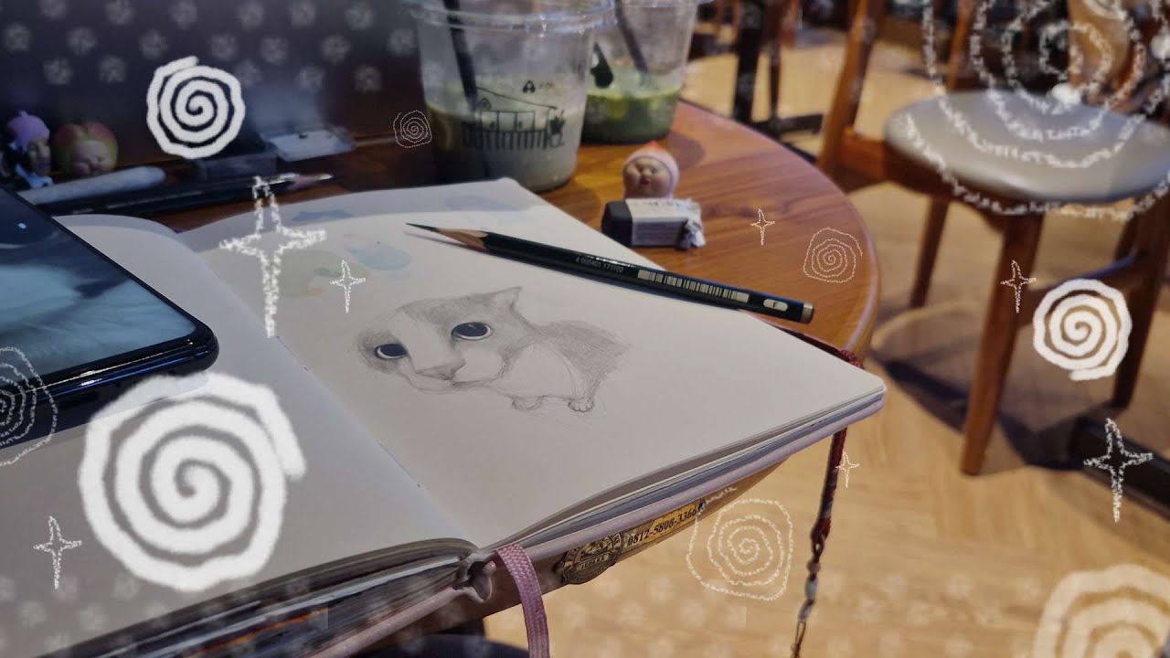 slowly ending this month: quick cafe drawing, what I eat in a week, buy cute stuffs