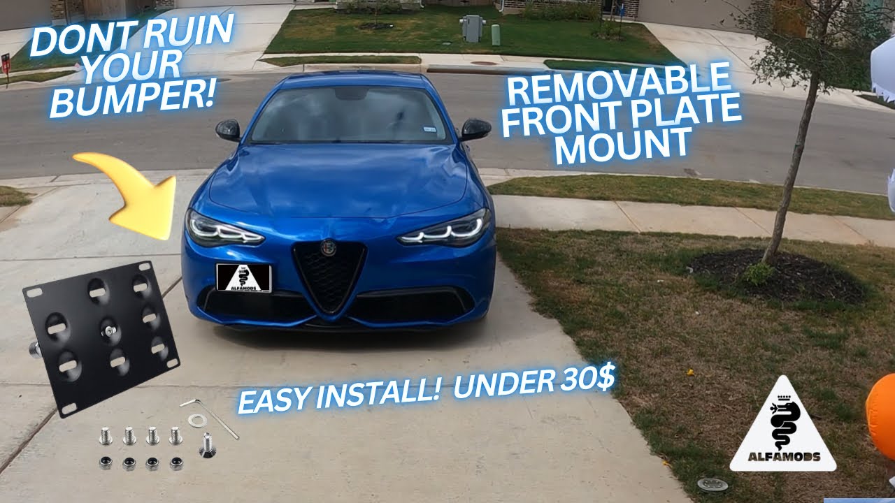 Alfa Romeo Giulia Stelvio Removable Front License Plate Mount (Tow hook install)