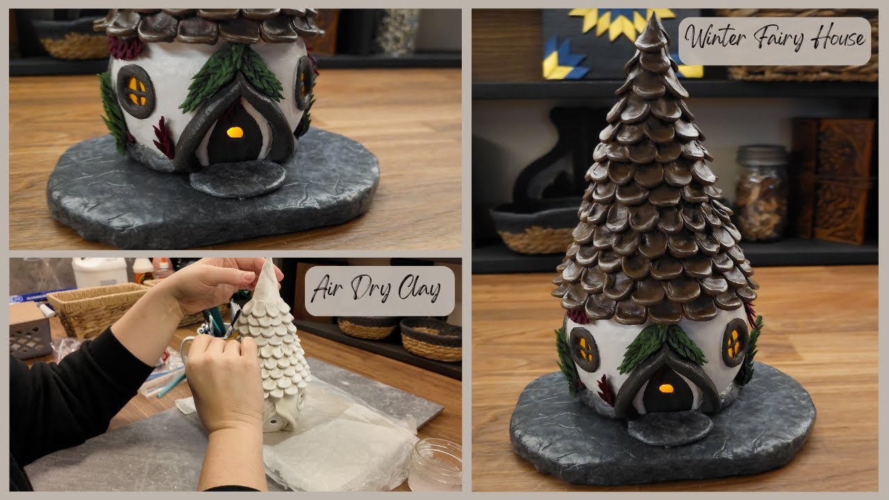 DIY Clay Fairy House - Air Dry Clay Tutorial - Miniature Clay House - How to make a Clay House