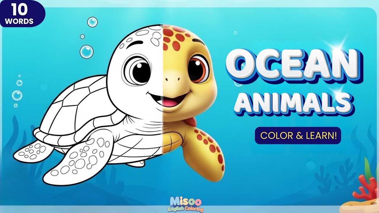 Ocean Animals – 10 Easy English Words | Misoo English Coloring
