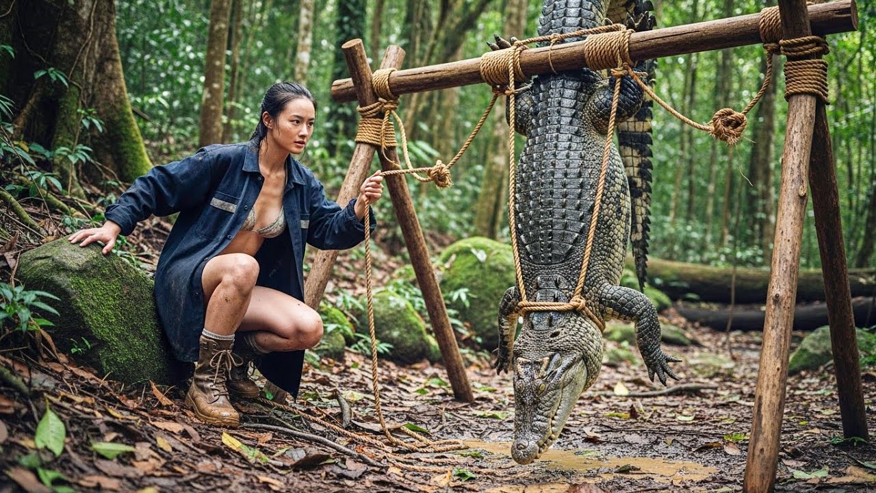 Crocodile Terror on My Farm – Young Woman’s Perilous Fight Using Primitive Trap to Survive