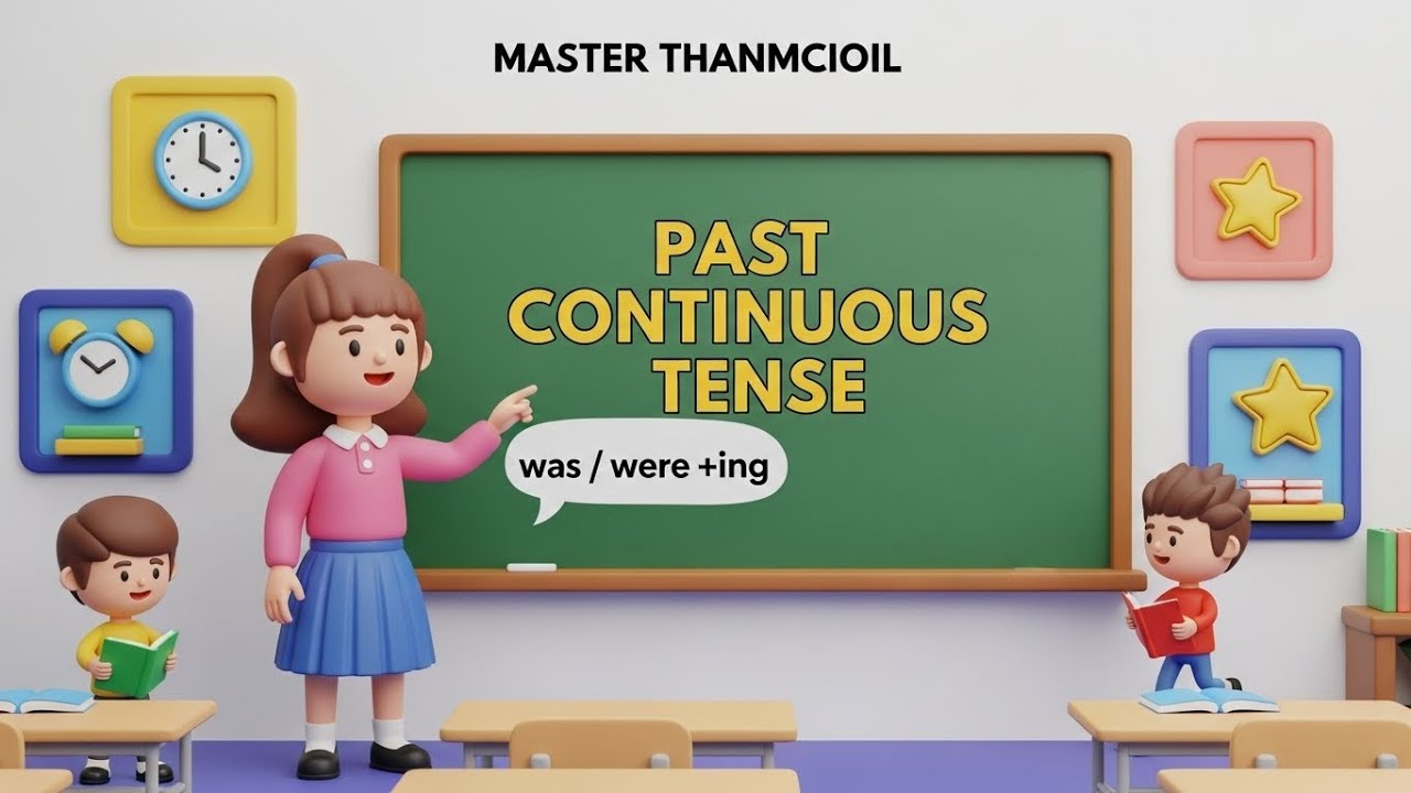 Past Continuous Tense for Kids | Easy English Grammar Cartoon Lesson | Was / Were + Verb-ing