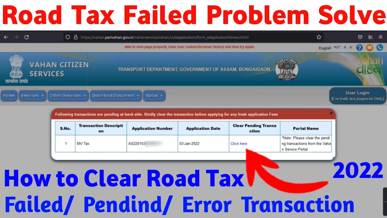 Road Tax Failed Problem Kaise Solve Kare || How to Clear Road Tax Failed/Error Transaction 2022