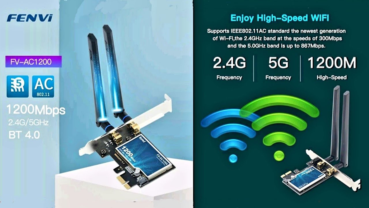 Placa de rede WIFI 2.4/5GHZ + Bluetooth 4.0 FENVI AC1200 ( unboxing, instalação e testes )