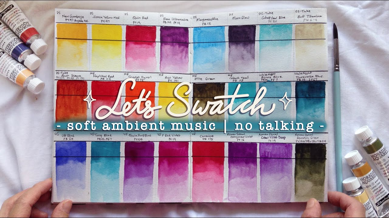 🎨 relax and swatch watercolors from different brands (No Talking)