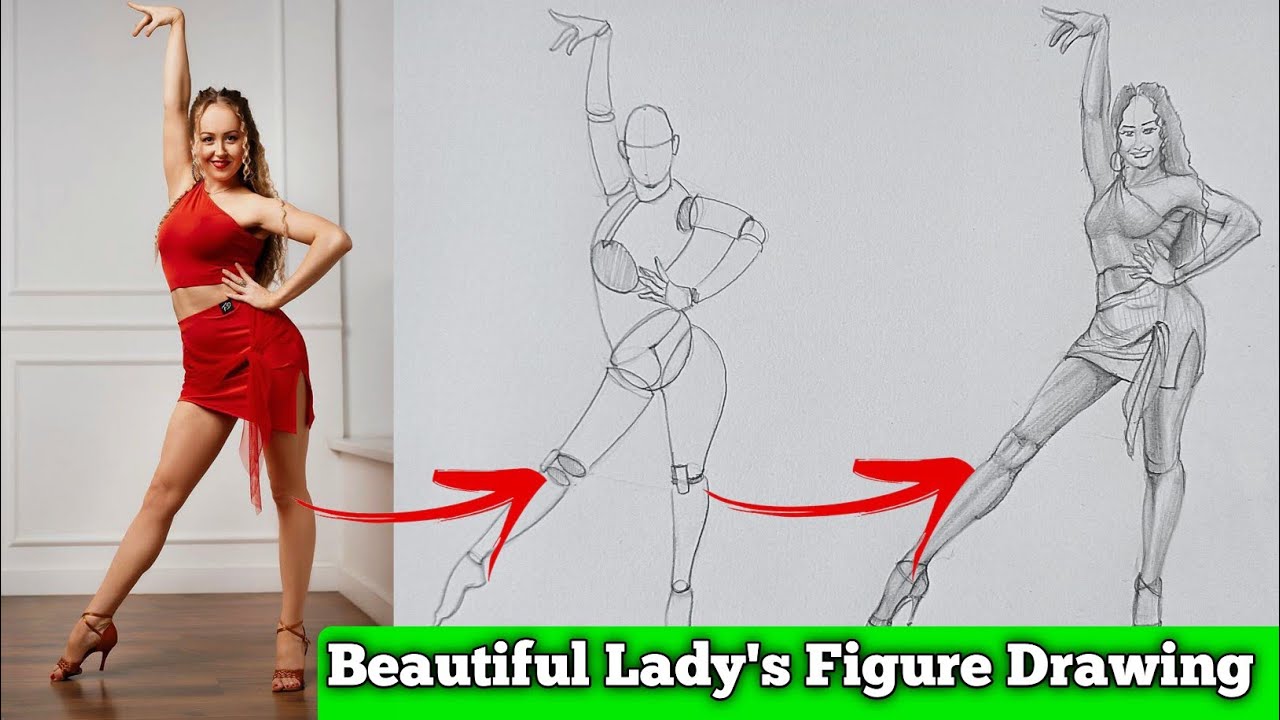 How To Draw a Beautiful Lady's Figure|| Volumetric pose drawing