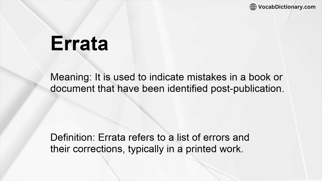 Errata Meaning