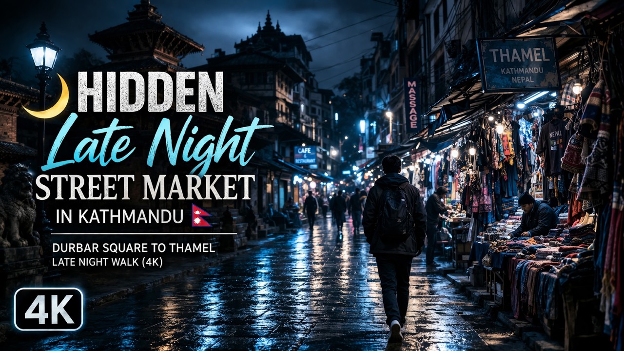 🌙 Hidden Late Night Street Market in Kathmandu 🇳🇵 | Durbar Square to Thamel Late Night Walk (4K)