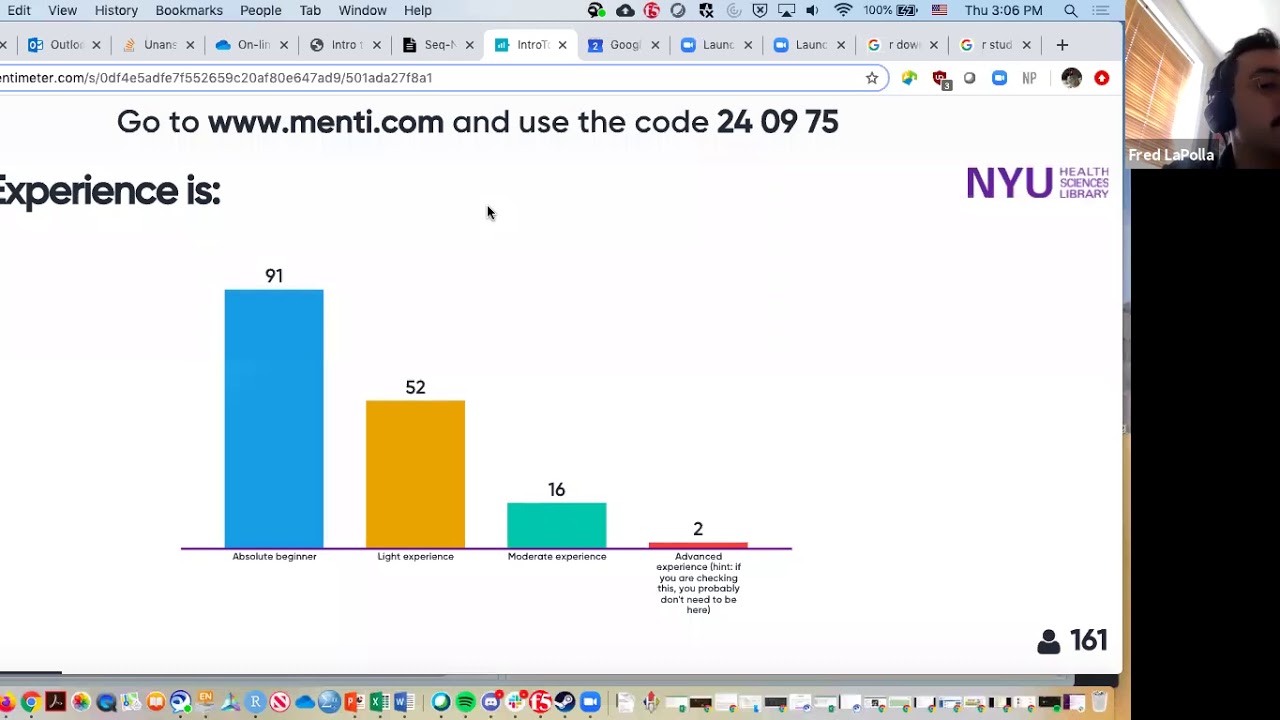 1. Introduction to R: R, R Studio and Loading in Data - Fred LaPolla, NYU Health Sciences Library