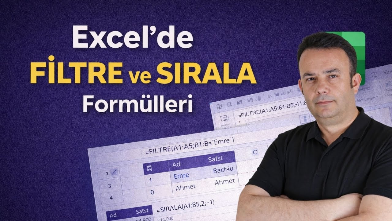 Excel’de FİLTRE ve SIRALA Formülleri Kullanımı | Dinamik Veri Analizi- 906.video | Ömer BAĞCI