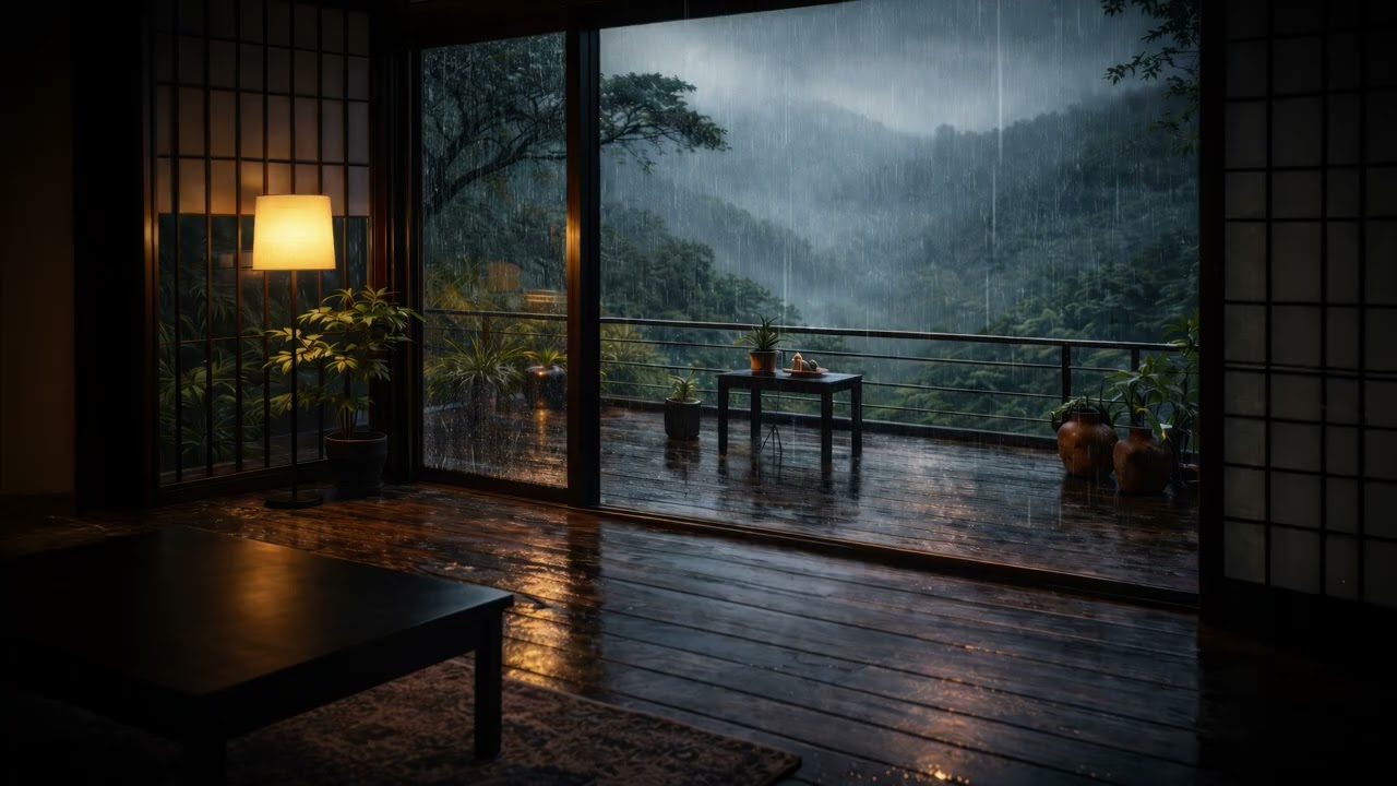 Rain Sounds with Soft Music – 3 Hours | Relaxing Nature Ambience for Sleep & Relaxation (4K)
