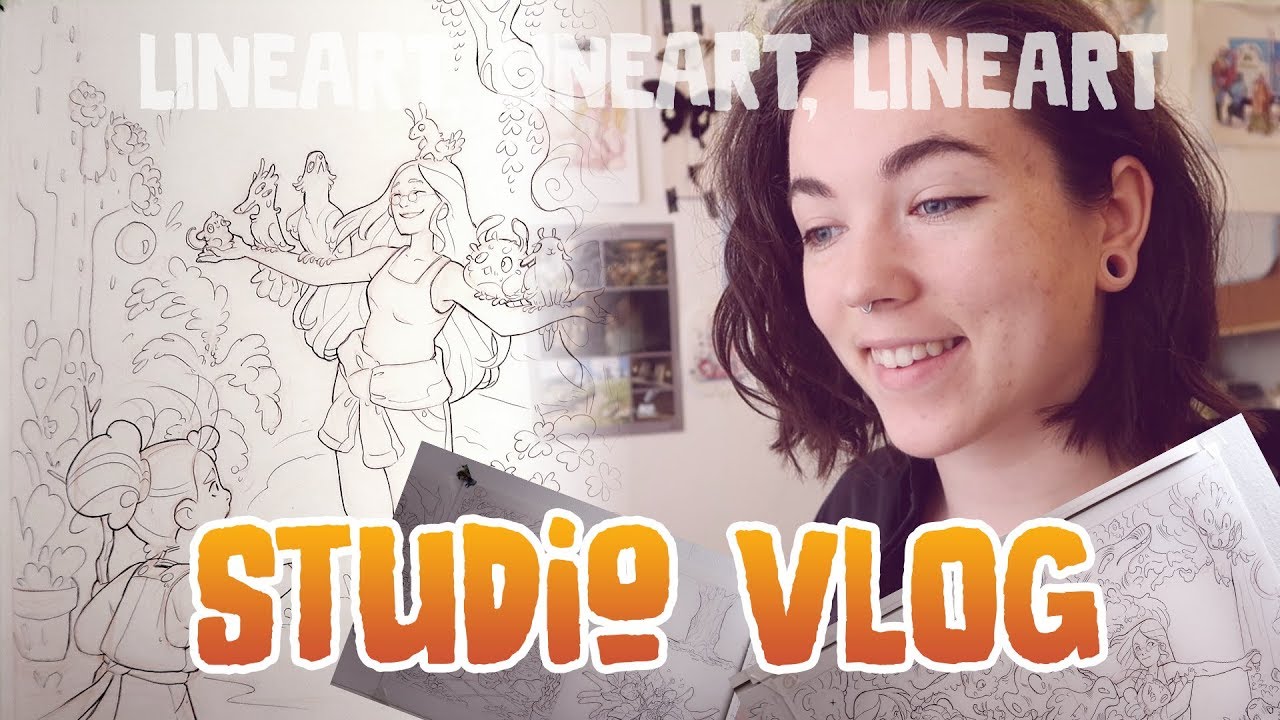 Lineart, linework and process • Illustrating a children's book ( Studio Vlog )