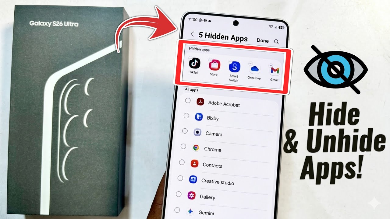 Samsung Galaxy S26/S26 Ultra: Как скрыть и отобразить приложения!