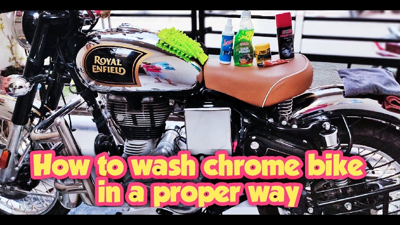 Washing of Royal Enfield classic 350 chrome | chrome bike washing method |Chrome bike polish