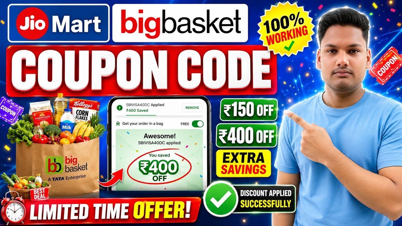jiomart coupon today 🔥 BigBasket 400 OFF Coupon Code + 150 Extra Discount!