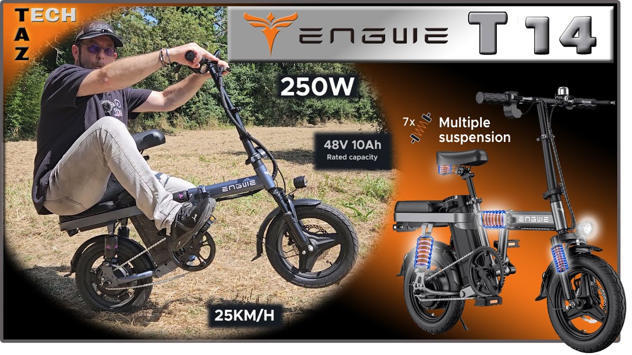 ENGWE T14 Mini vélo électrique pliant à 7 suspensions - Avis Test Démo - Bonne chance !