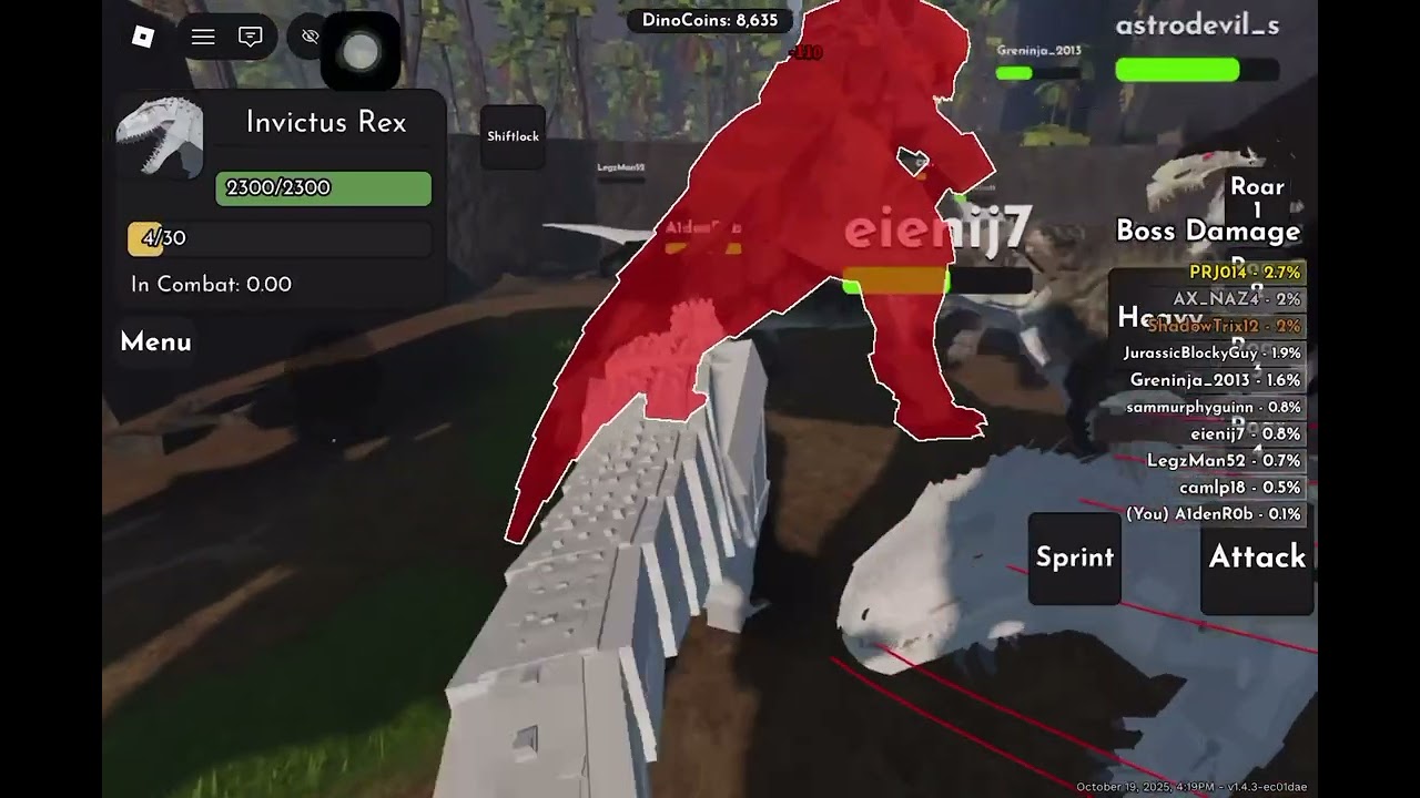 Roblox Jurassic Blocky - Fighting the D-Rex Boss 