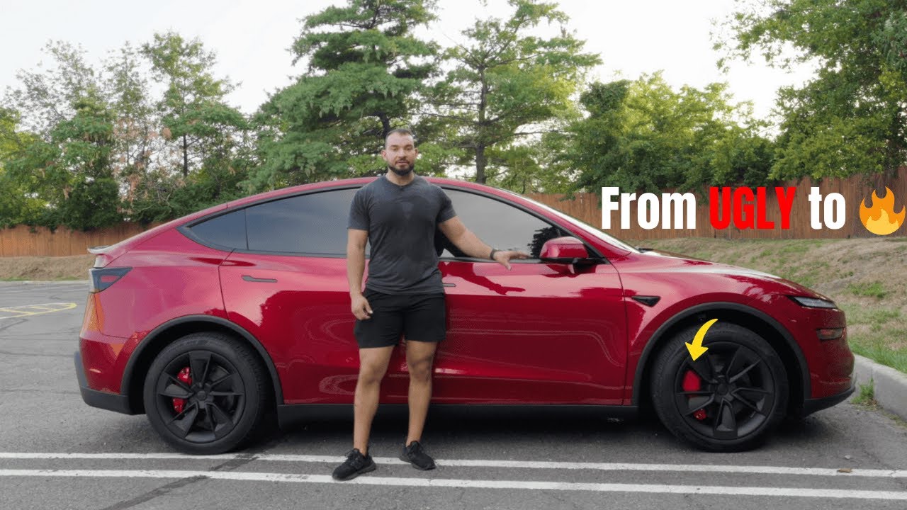 Tesla Model Y Juniper 2026 года — установка красных накладок на тормозные суппорты (обязательный ...