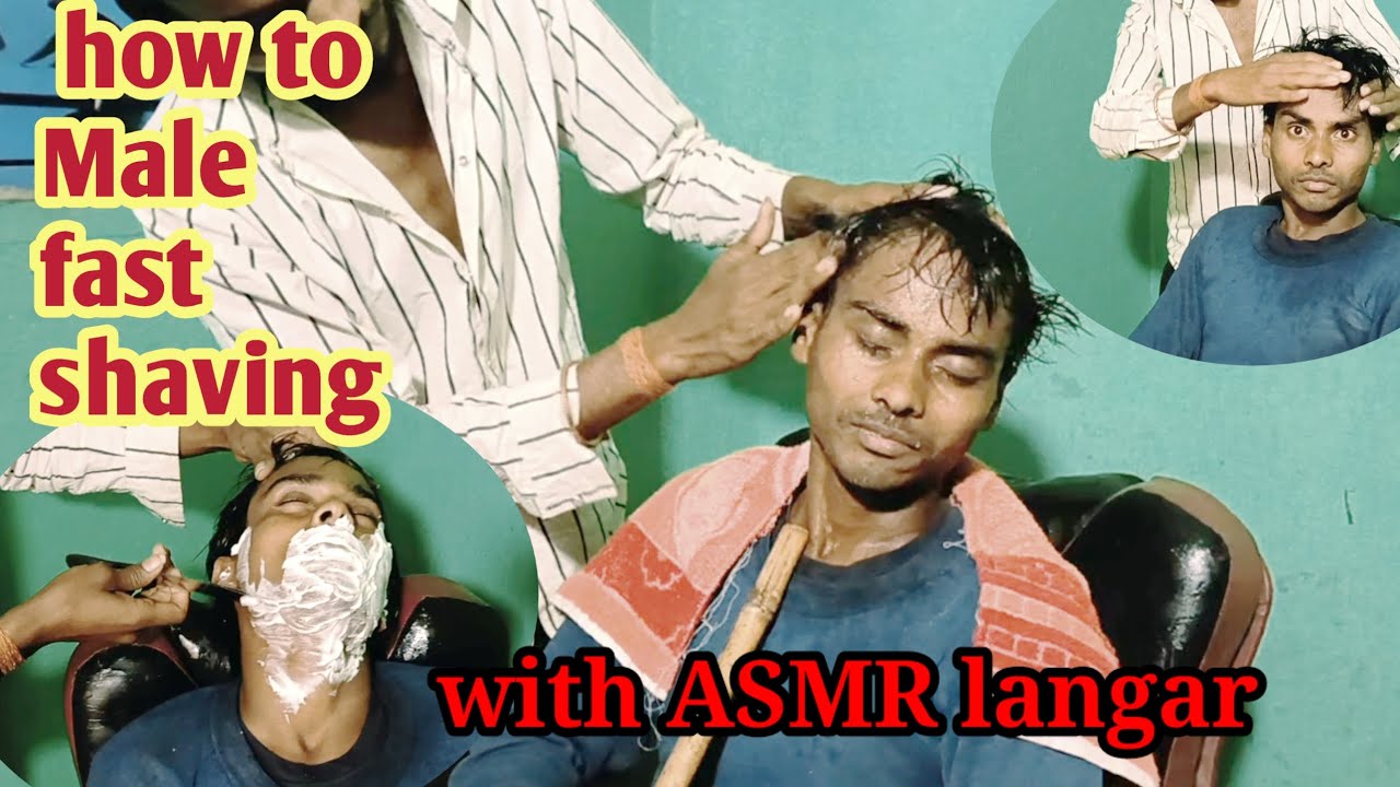 ASMR barber shop|| How to male fast shaving | with ASMR head massage |langar barber shop 🇮🇳. || ASMR