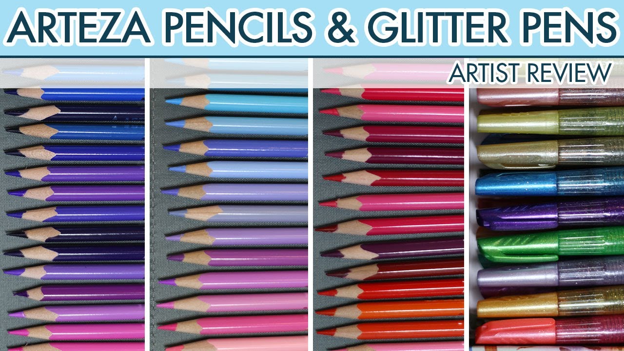 Arteza Review: Classic Brights, Pastels, and Watercolor Pencils, & Glitter Real Brush Pens