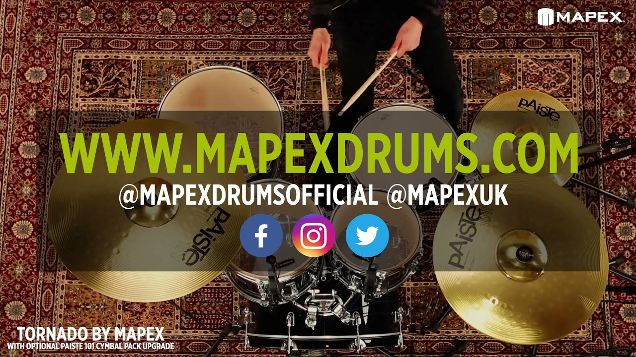 The Mapex Tornado kit, with optional Paiste cymbal upgrade