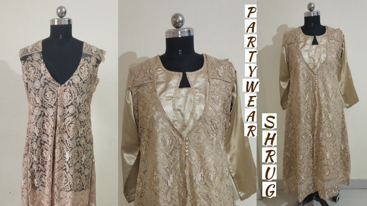 Partywear Shrug Design🤎 #netdesign #stepbystep #trendyoutfit #lacedesign #dropletneckdesign #fashion