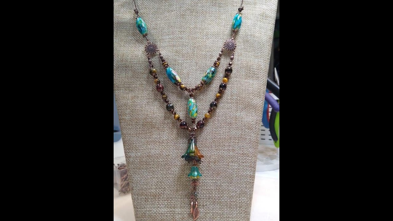Multi Strand Boho Necklace With Ceramic Beads