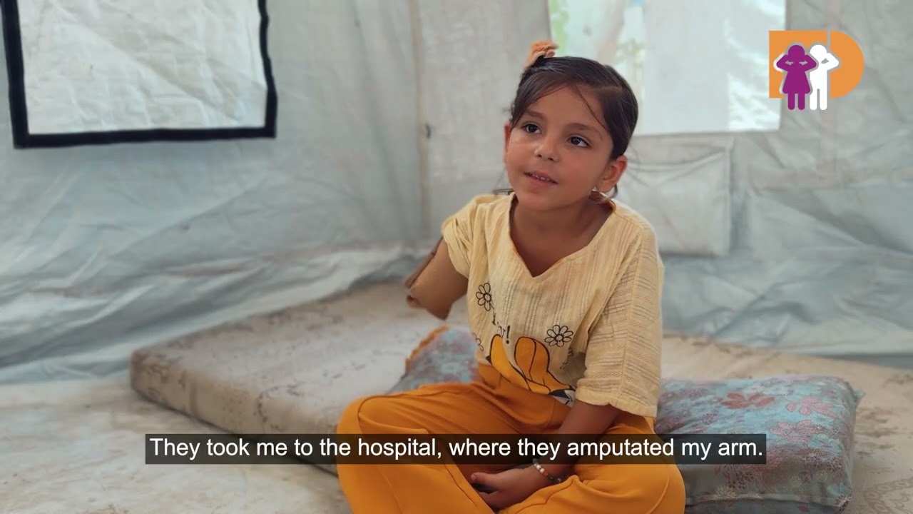 7-year-old Ghada lost her arm in an Israeli bombing