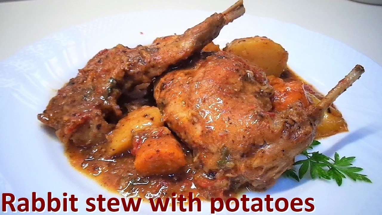 Rabbit stew. Tasty Rabbit cacciatore  stew recipe with potatoes | Italian Food