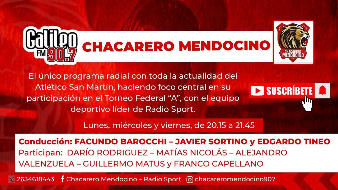 RADIO EN VIVO: 13.02 - CHACARERO MENDOCINO - Hoy: LAS ÚLTIMAS NOVEDADES EN MATERIA INCORPORACIONES.