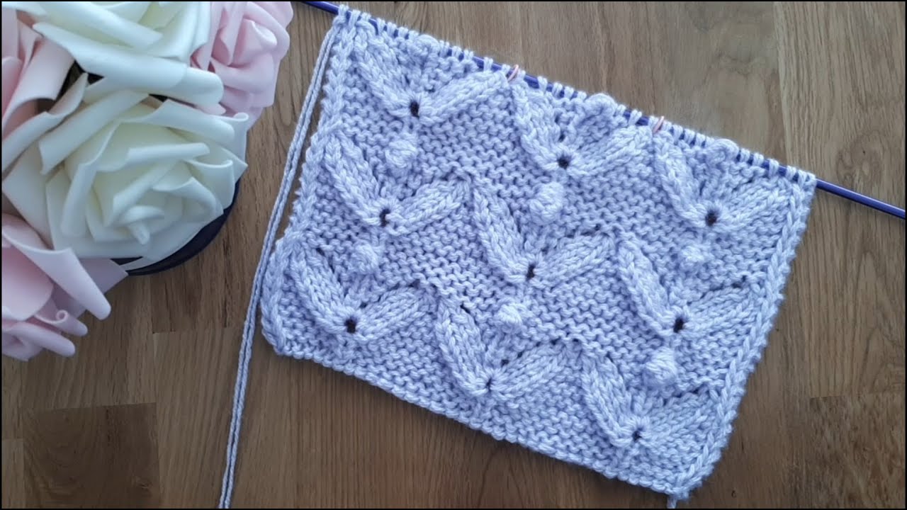 Motivo fiori ai ferri n° 228/ Knitted flowers motif / Motivo de flores a dos agujas