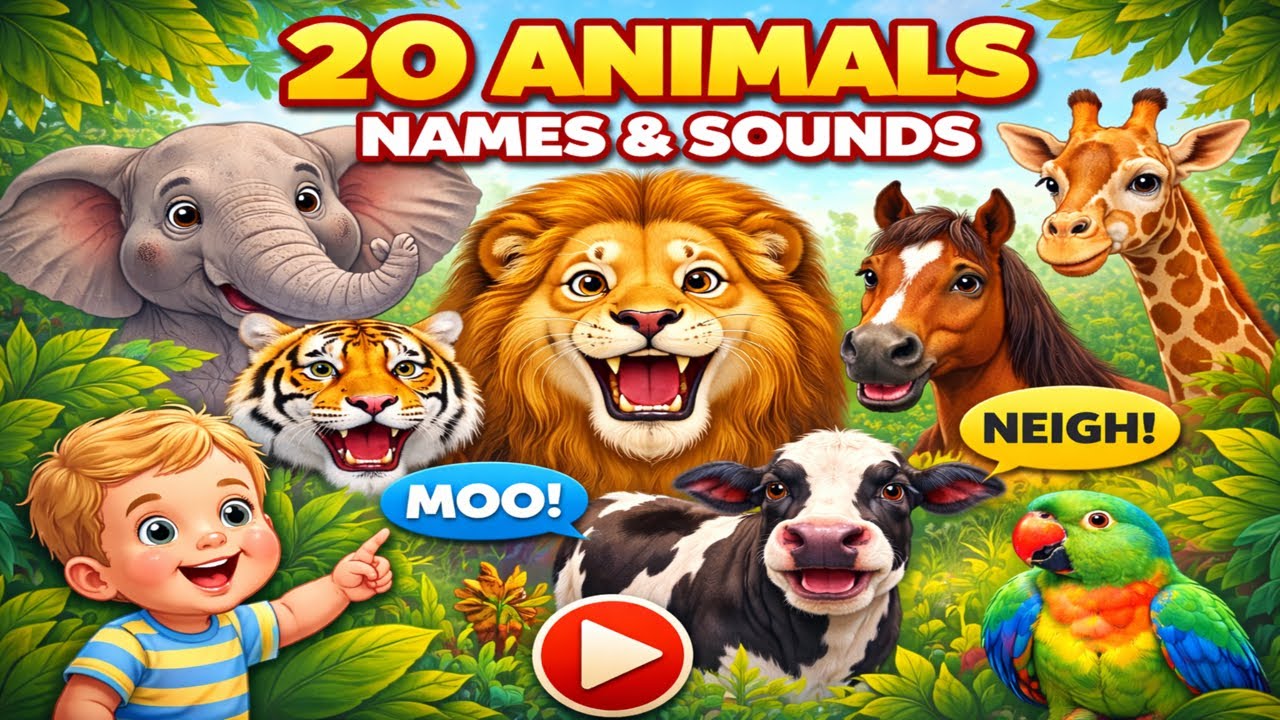 20 Animals names and sounds | learn animal | animal for kids | #animals #kidssong #animalnames #kids