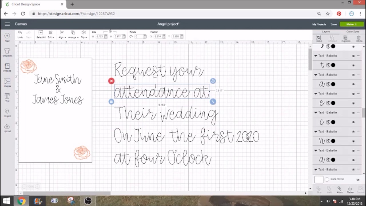 Wedding Wednesday Write and cut invitation inserts on Cricut tutorial