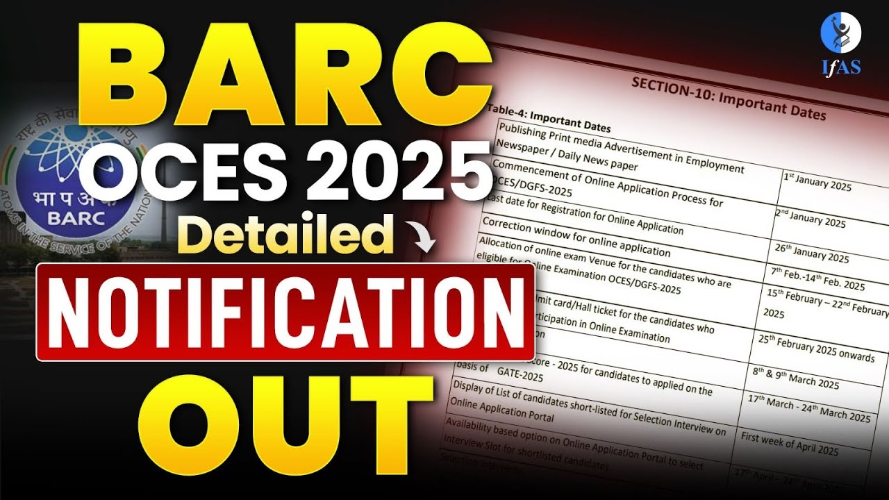 BARC OCES 2025 Notification Out | BARC OCES Life Science