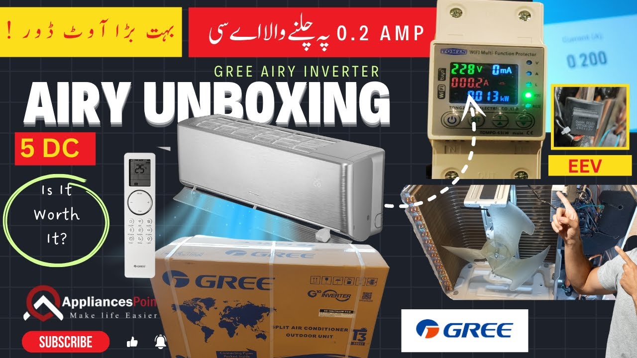 Gree Airy Unboxing | Gree Airy T3 Technical Detail | Gree Airy power Consumption| Gree 5DC t3 AC