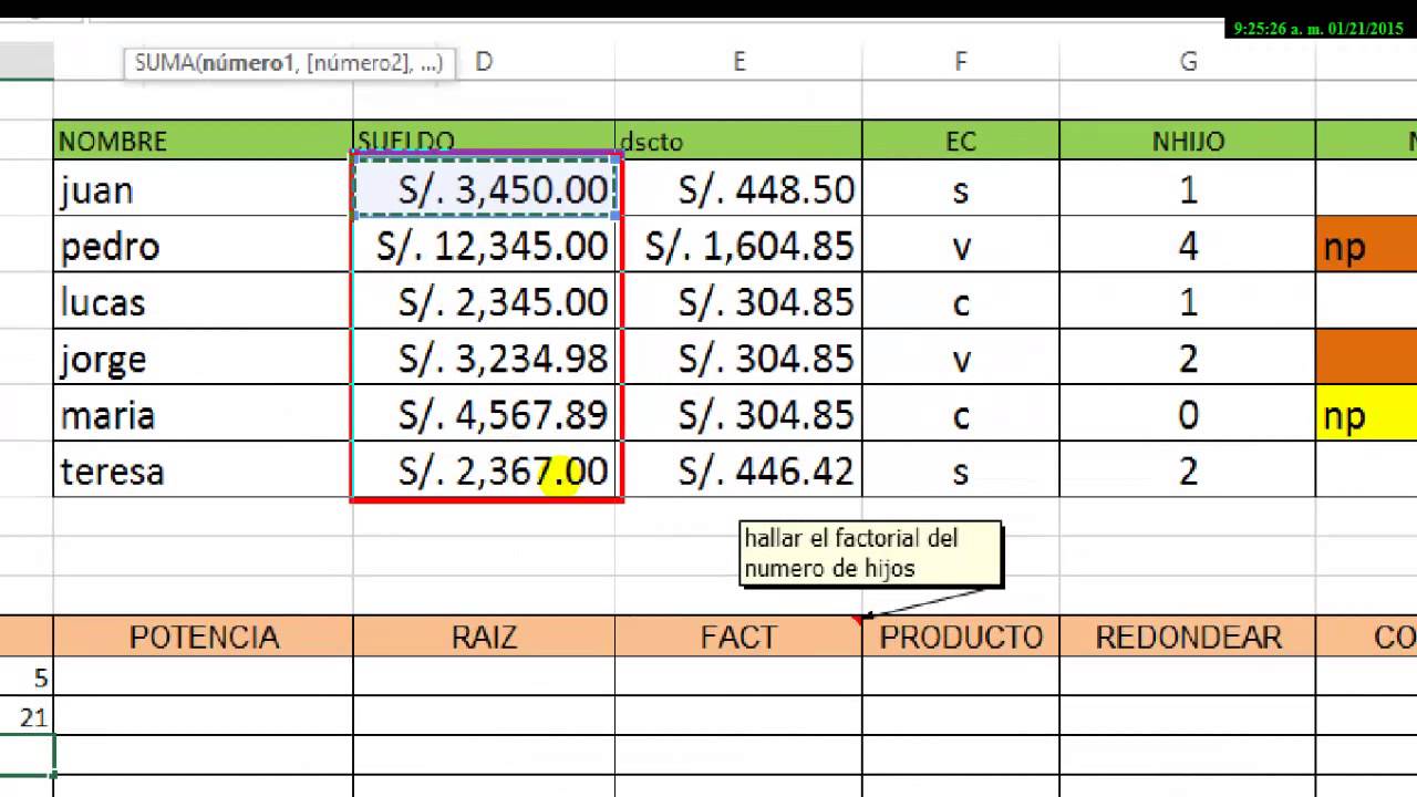 Excel 2013 Funciones Matemáticas parte I