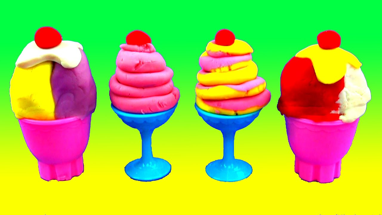 Play-Doh Ice Cream Sundae Surprise Eggs Minnie Mouse Lalaloopsy Doll Shopkins Smurfs Toys FluffyJet